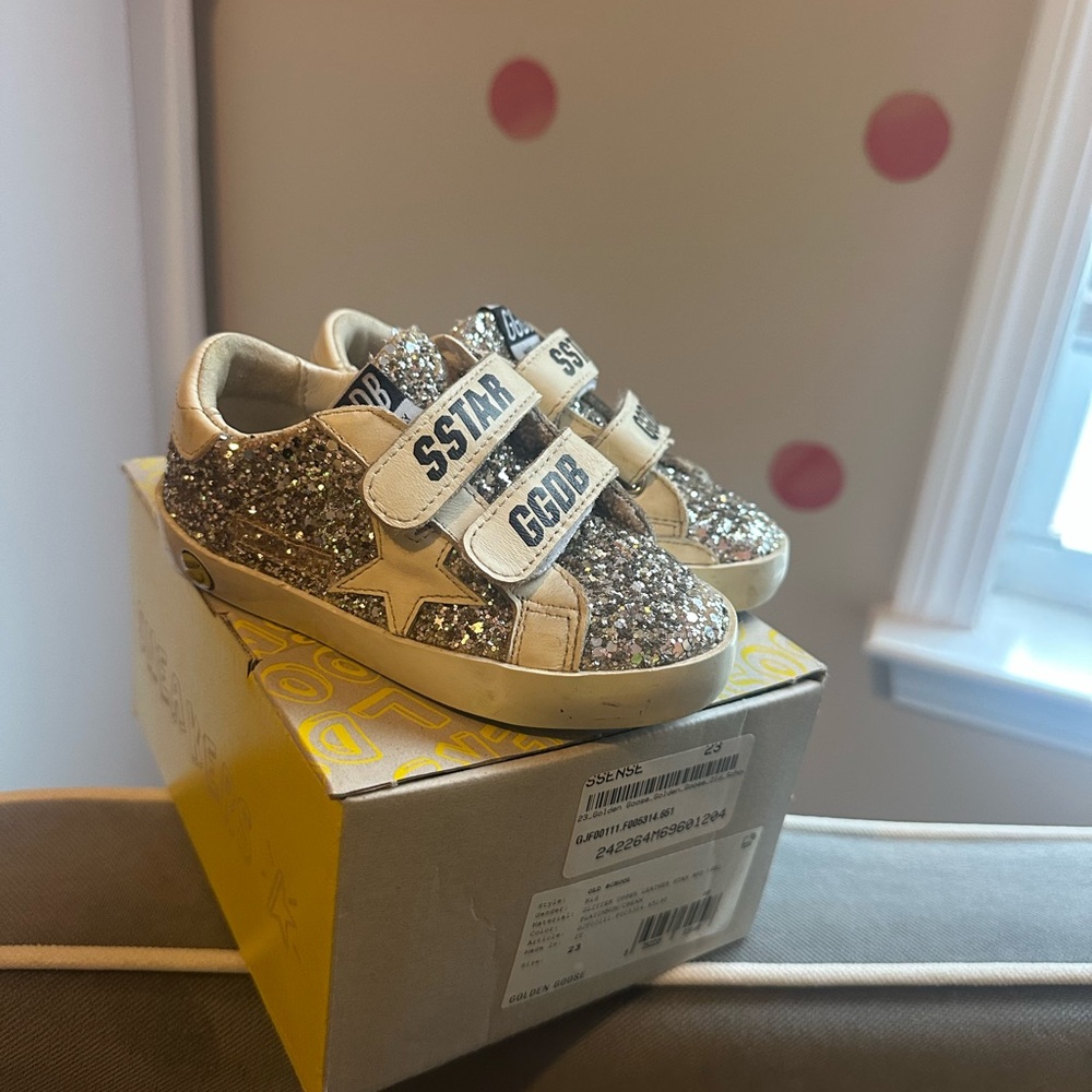 Golden Goose Kids Sparkly Gold Sneakers